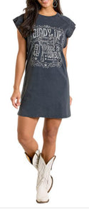 WOMEN’S ROCK & ROLL BLACK STUDDED CAP DRESS |LWD1R06371