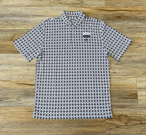 Mens Ariat all over print short sleeve white core Polo | 10051314