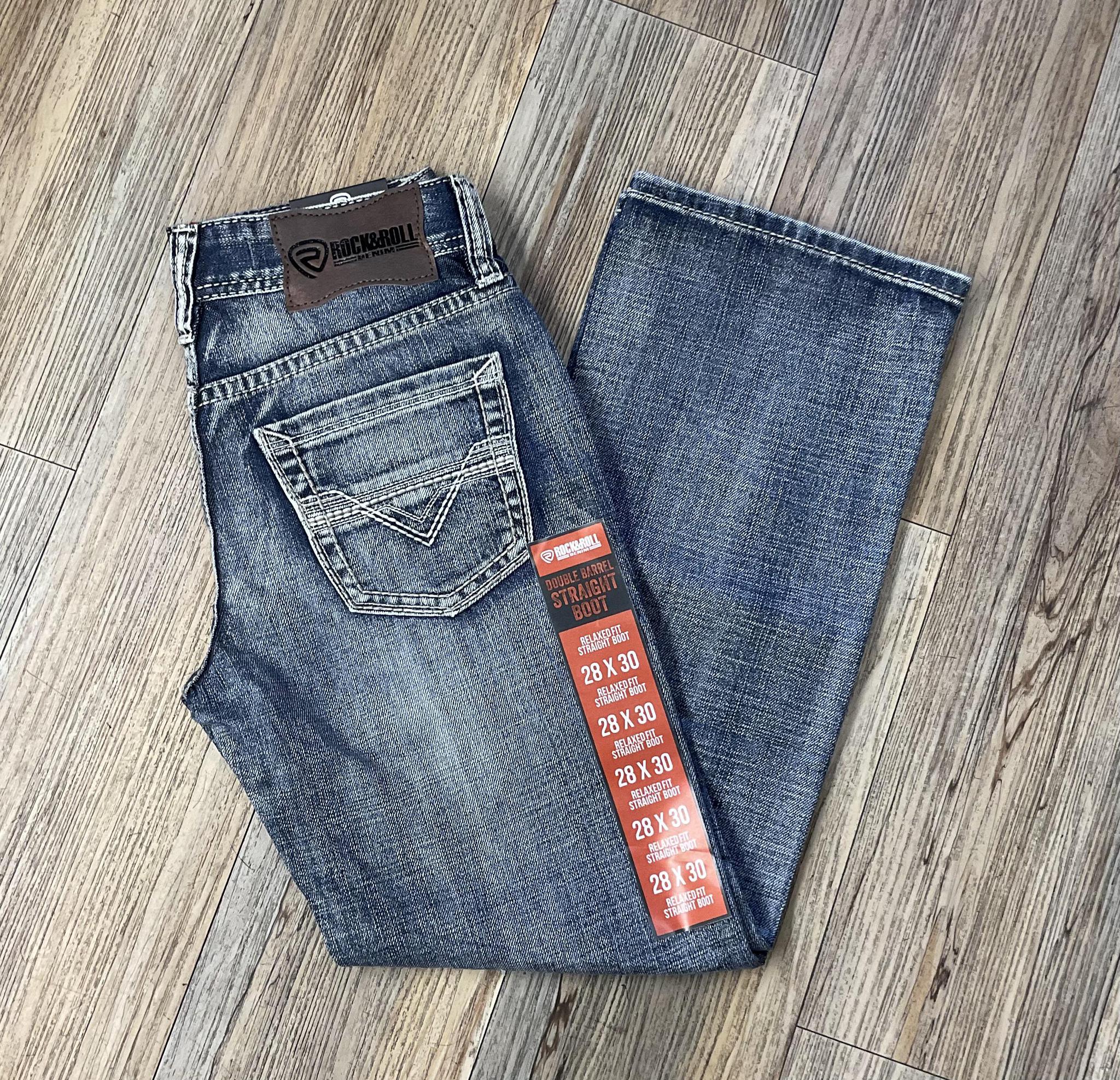 MENS ROCK & ROLL FLAT SEAM  EMB STRAIGHT   MEDIUM VINTAGE JEANS |BM0SD06120