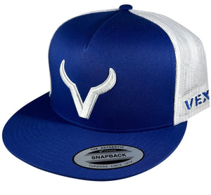 ‘’LIAM’’ MENS VEXIL WHITE ICON ROYAL BLUE CAP | HT-323-014-N