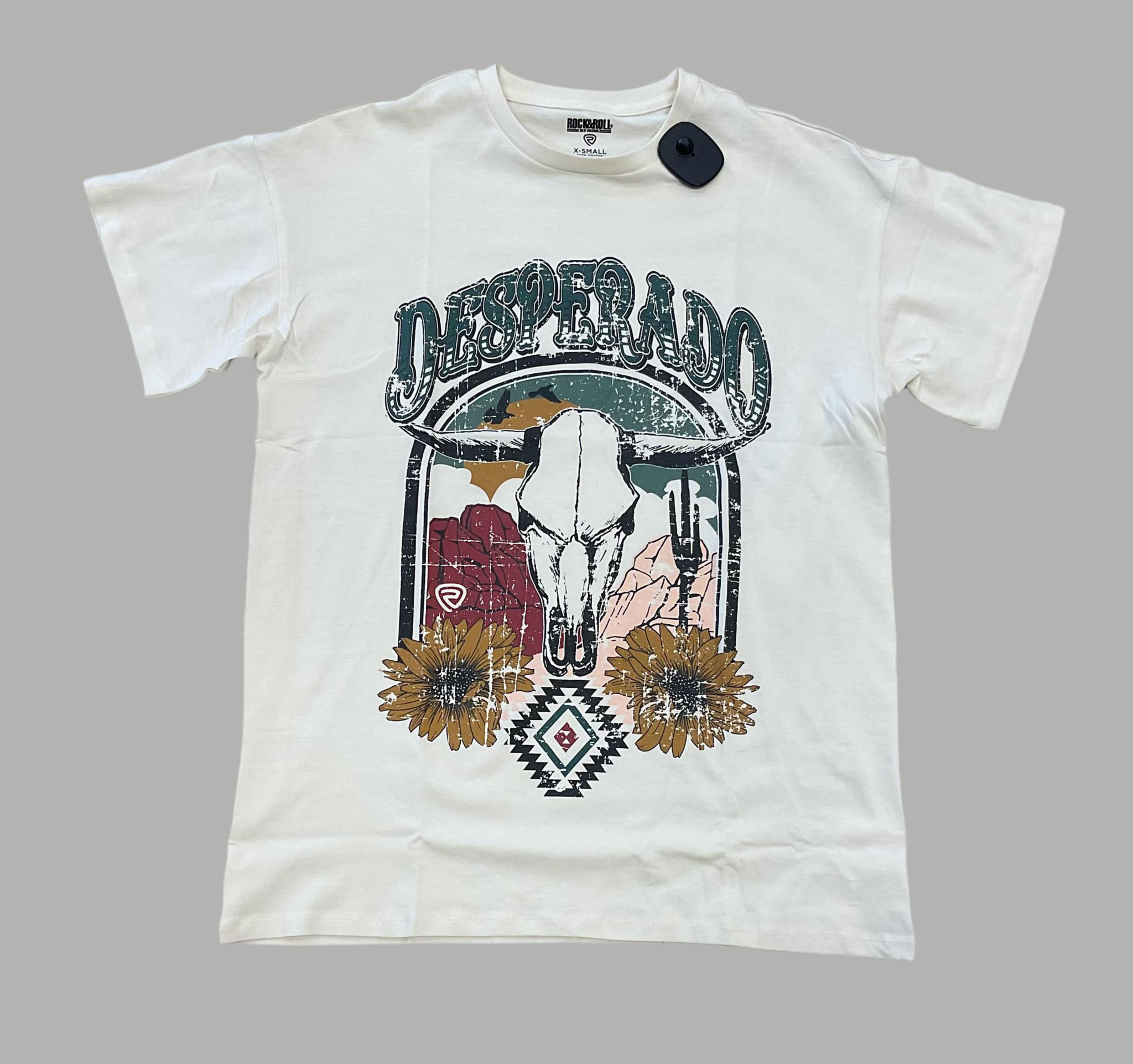 ‘’LESLY’’ ROCK & ROLL WOMENS NATURAL OVERSIZED TEE |BW21T06454
