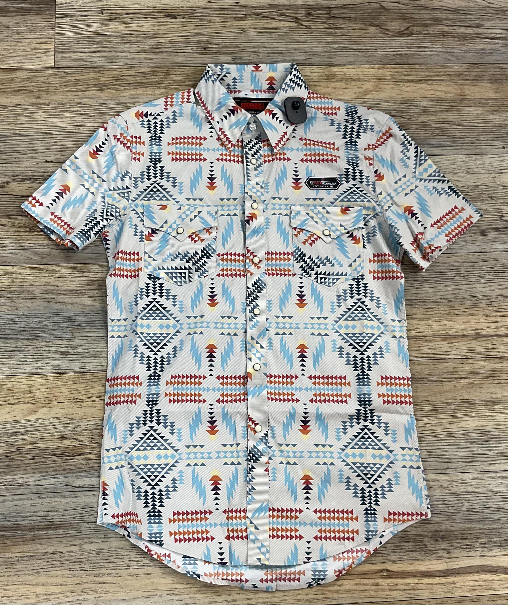 MEN’S ROCK & ROLL NATURAL AZTEC PRINT SHORT SLEEVE SHIRT|BMN3S05847