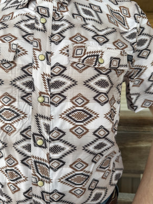 MEN’S ROCK & ROLL NATURAL TEK AZTEC PRINT SHORT SLEEVE SHIRT |BMNS05954