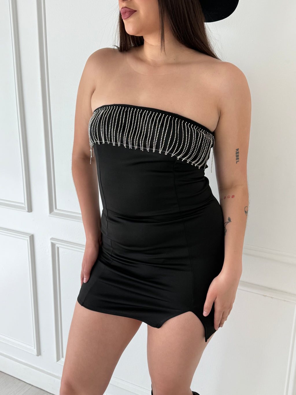 BLACK FRINGE DRESS