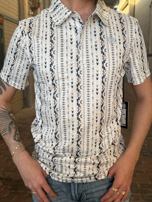 MEN’S ROCK & ROLL NATURAL AZTEC PRINTED POLO | BM51T06004