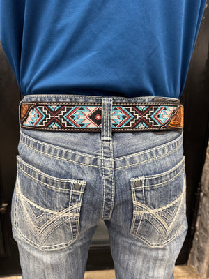 ‘’EDUARDO’’ Mens Floral Tooled Embroidered Belt |D100016997
