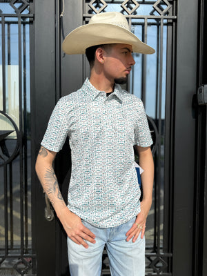 ‘’MATEO’’ MENS PANHANDLE TURQUOISE SNAP POLO |TM51T06521