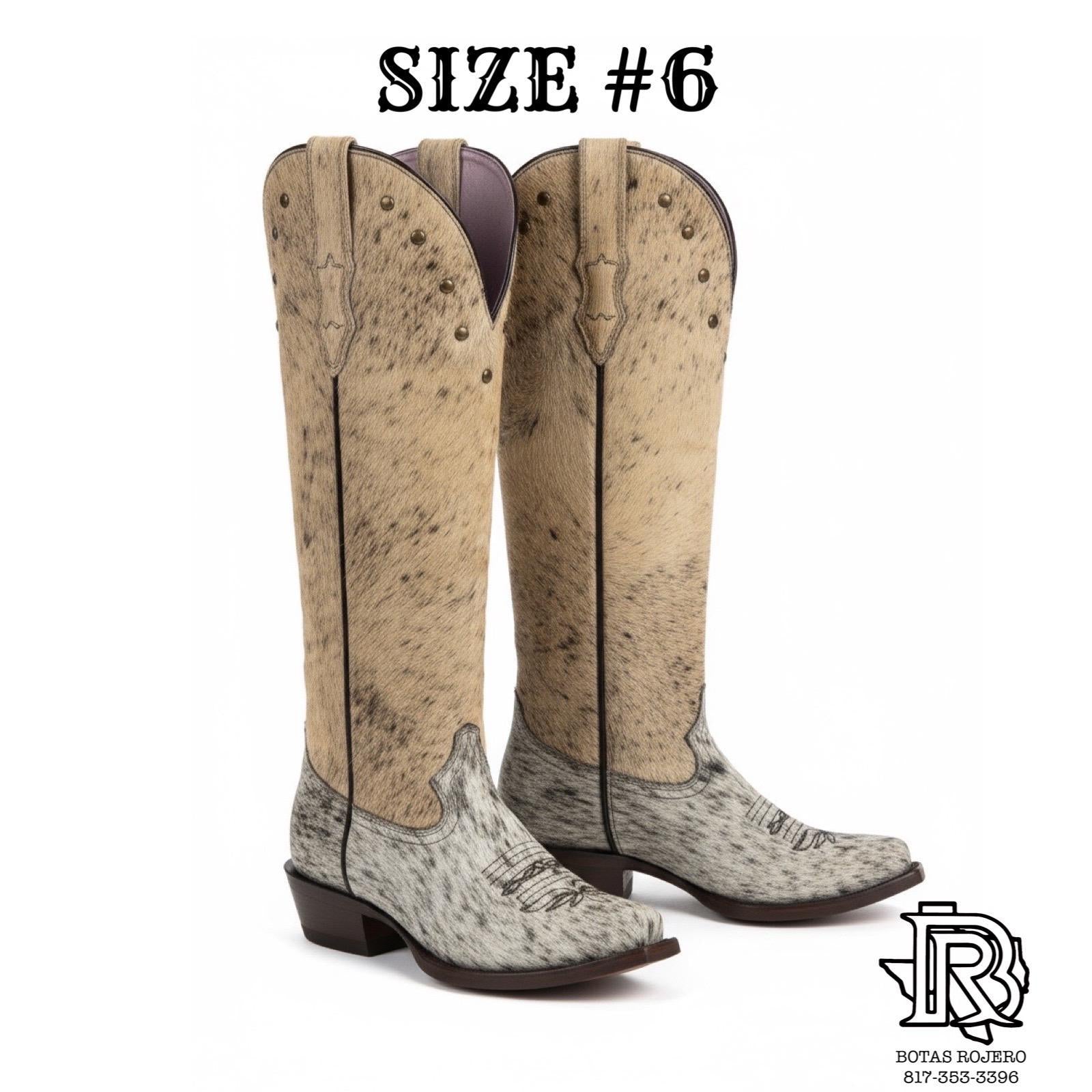 SIZE 6 WOMEN COWHIDE BOOTS POINT TOE HIGH BOOT SHAFT