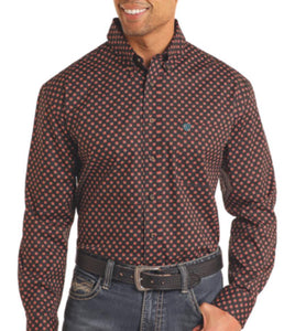 MEN’S ROCK & ROLL MODERN FIT BURGUNDY LONG SLEEVE SHIRT | BMB4S05459