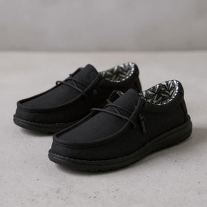 Hey Dude Boy's Wally Youth Stretch Canvas Black Slip On 41144