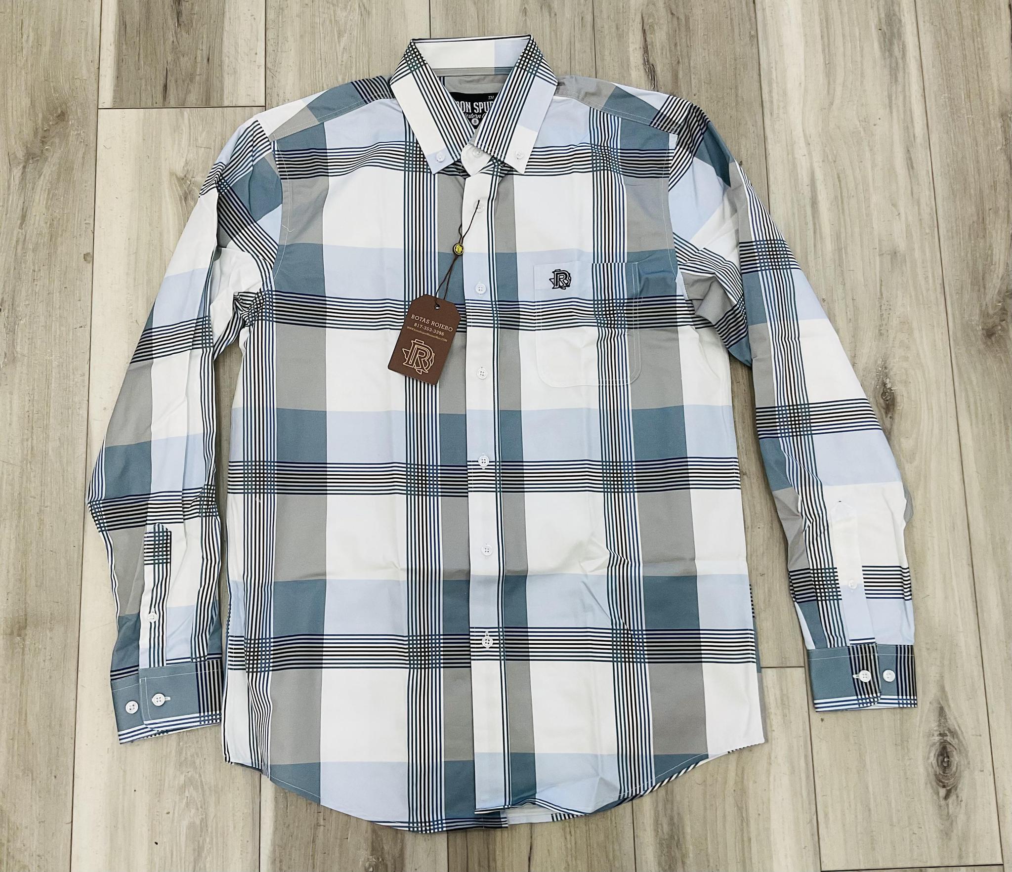 ‘’THE CLAY ’’ MEN’S WHITE STRIPE WESTERN LONG SLEEVE SHIRT