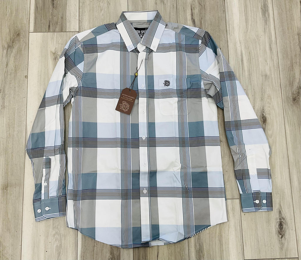 ‘’THE CLAY ’’ MEN’S WHITE STRIPE WESTERN LONG SLEEVE SHIRT