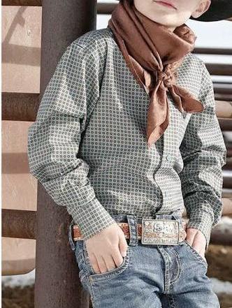 Boys long sleeve shirt print blue cinch | MTW7060295