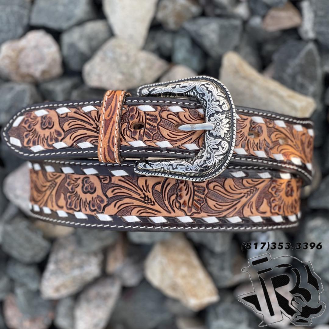 ‘’JULIAN’’ | IRON SPUR ™️ MEN WESTERN BELT BROWN TOOLED LEATHER BELT