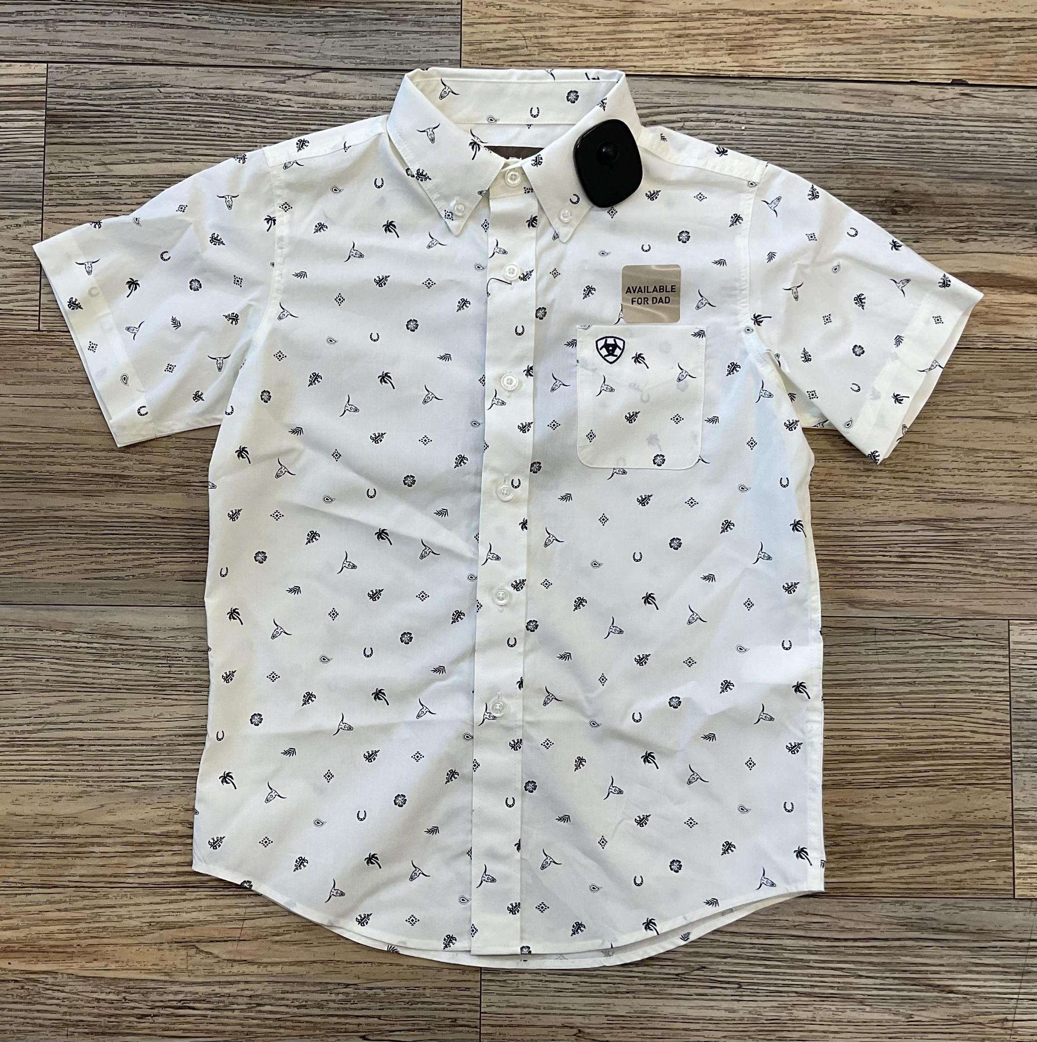 Boys ariat Colter short Sleeve white shirt |10054782