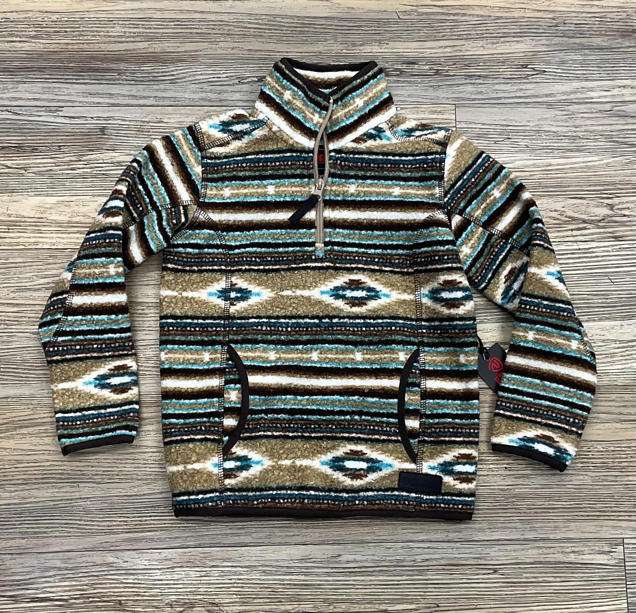 KIDS ROCK & ROLL TAN PRINTED BERBER STRIPE PULLOVER | BK91C05551