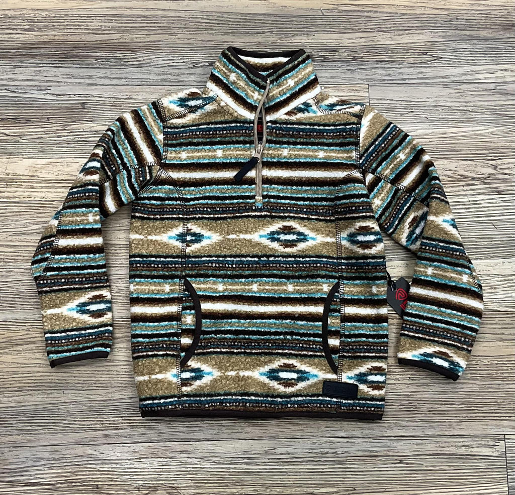 KIDS ROCK & ROLL TAN PRINTED BERBER STRIPE PULLOVER | BK91C05551