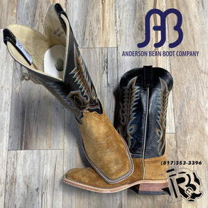 “ Jackson “ | MEN WESTERN BOOTS ROUGH OUT LIGHT BROWN SQUARE TOE ANDERSON BEAN