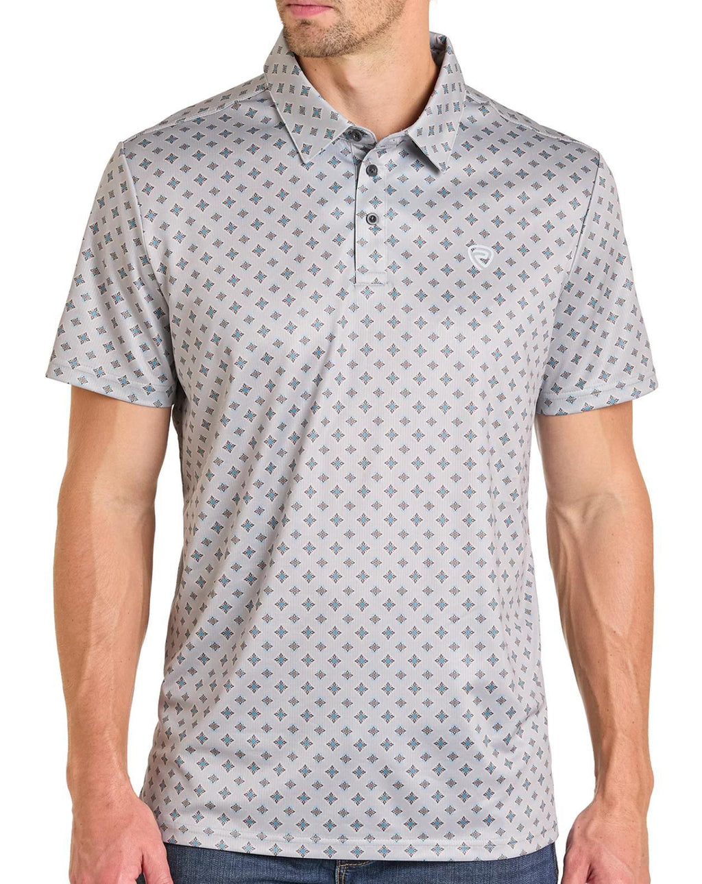 MEN’S ROCK & ROLL GEO GREY PRINTED POLO | BM51T07278