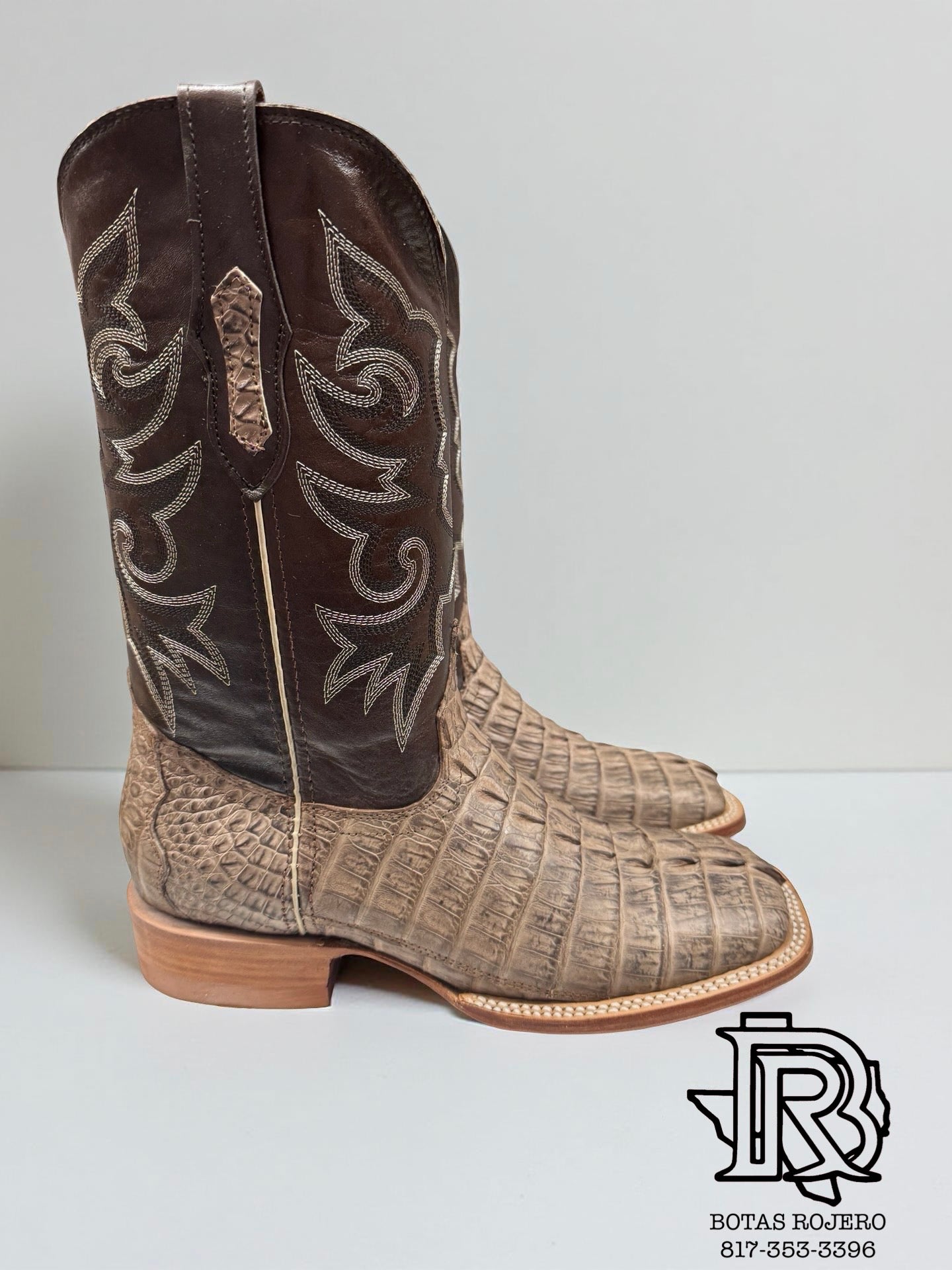 “ TAYLOR “ CAIMAN ORIGINAL LEATHER TAIL COLOR CIGAR MEN SQUARE TOE WESTERN BOOTS
