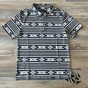 MENS Aztec stripe snap knit polo brown panhandle | PPMT51R0X3