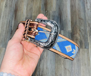 “ JIMMY ” | IRON SPUR ™️ MEN’S WESTERN TOOLED BEADED BLUE