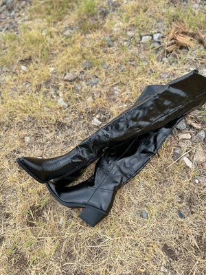 MELANIE METALLIC BLACK BOOTS