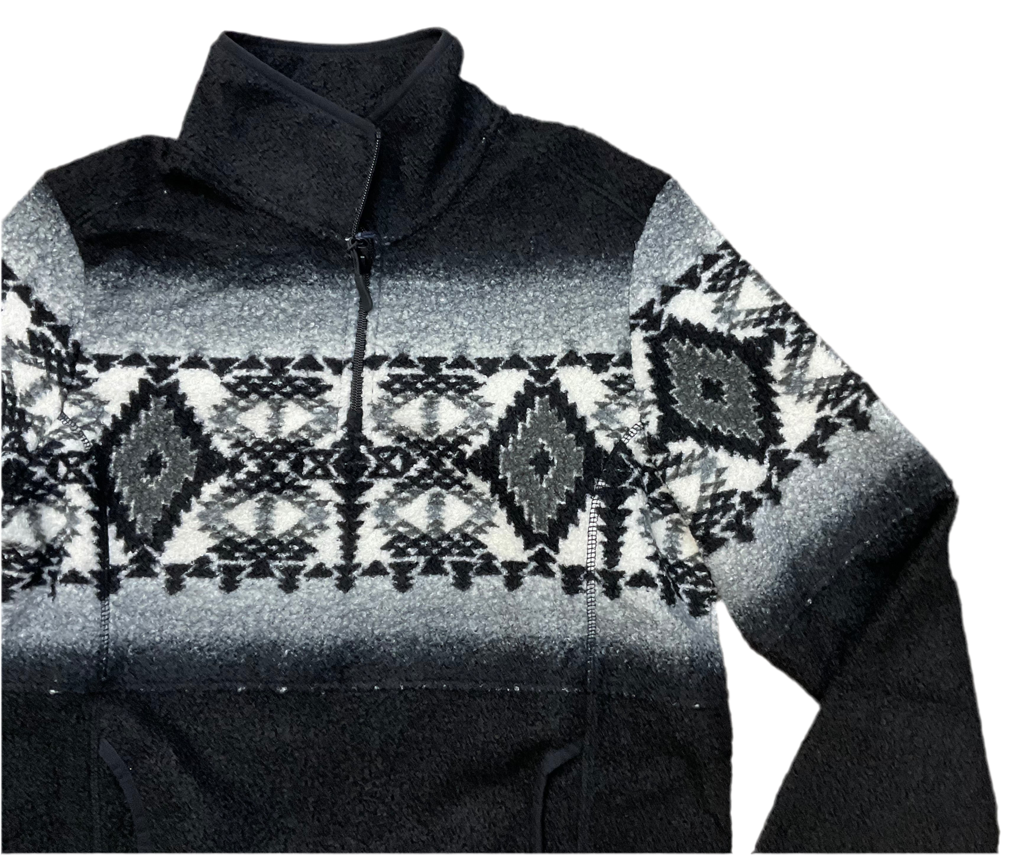 ROCK & ROLL MEN'S FLEECE BORDER BLACK AZTEC PULLOVER |DM91C06185