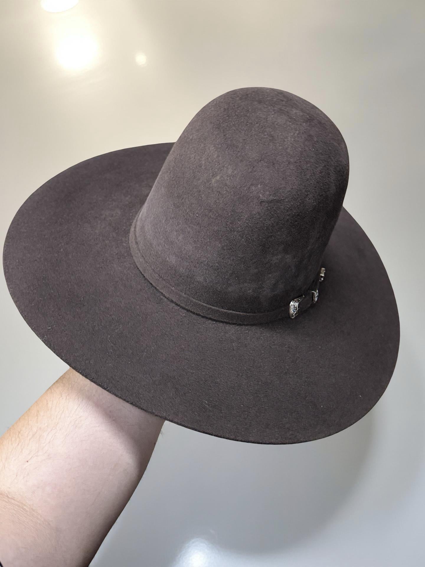 “ 4X CHOCOLATE JR “ | IRON SPUR ™️ WOOL WESTERN HAT OPEN CROWN