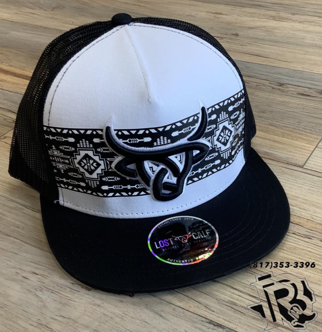 “ Uriel  “ | MEN CAP AZTEC WHITE AND BLACK LOST CALF