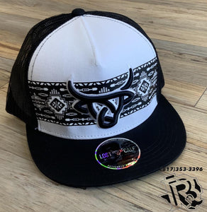 “ Uriel  “ | MEN CAP AZTEC WHITE AND BLACK LOST CALF