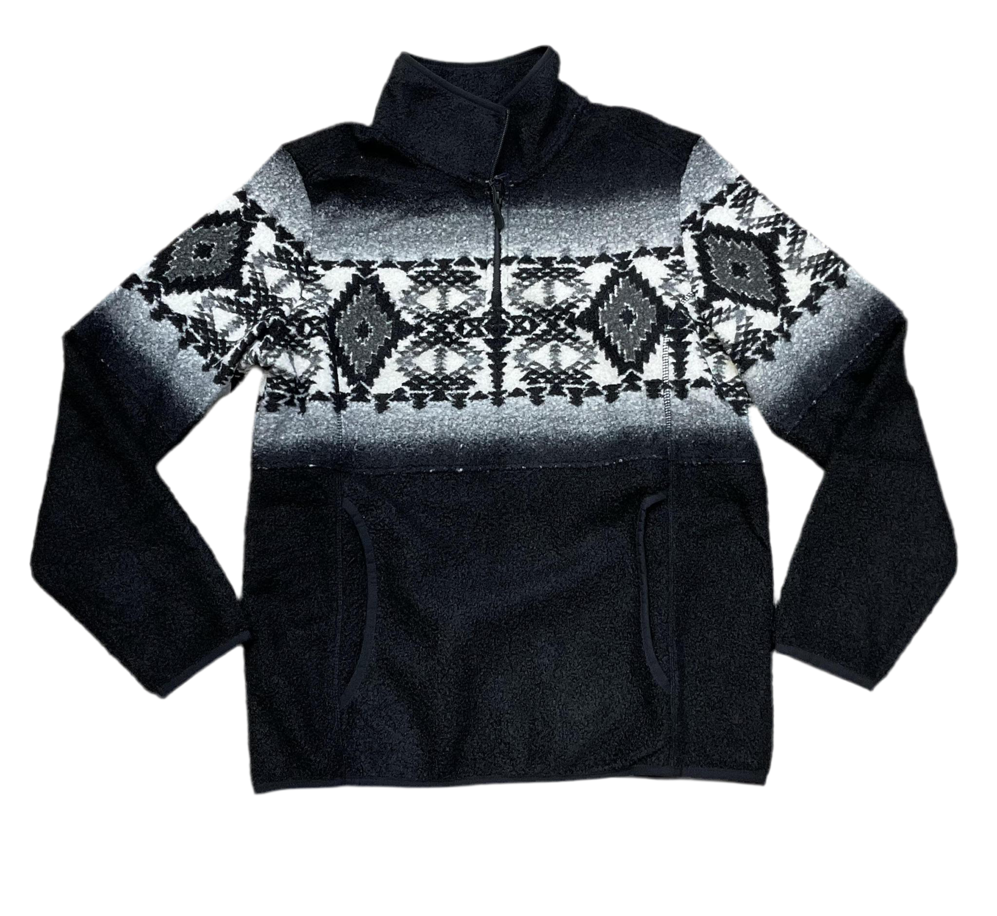 ROCK & ROLL MEN'S FLEECE BORDER BLACK AZTEC PULLOVER |DM91C06185