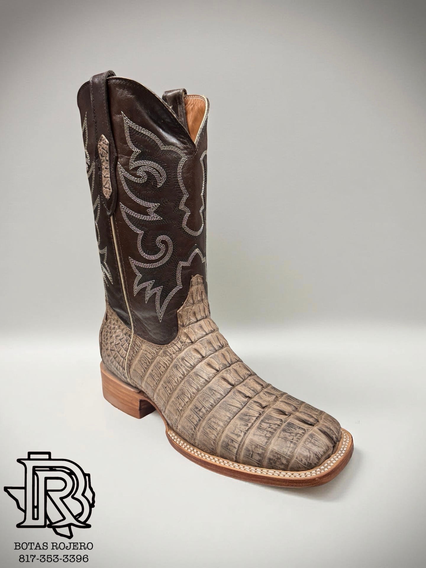 “ TAYLOR “ CAIMAN ORIGINAL LEATHER TAIL COLOR CIGAR MEN SQUARE TOE WESTERN BOOTS