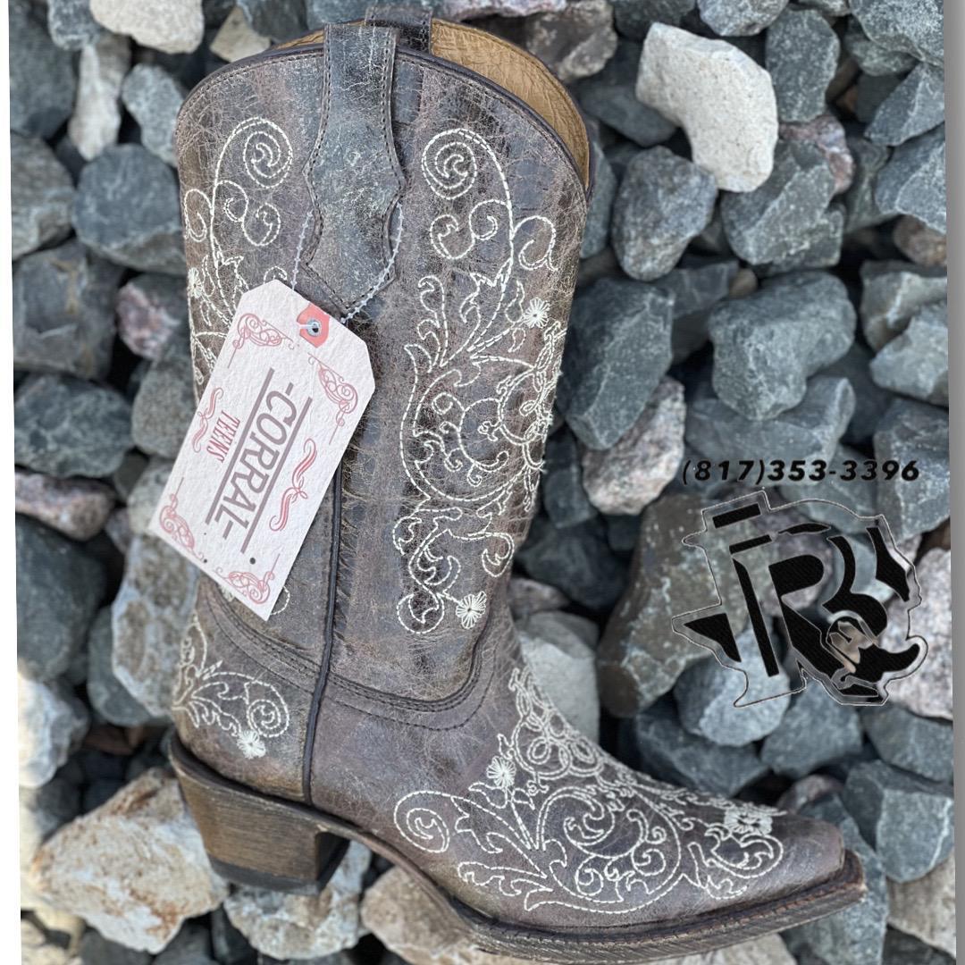 ANNA YOUTH WESTERN GIRL BOOTS BROWN CORRAL BOOTS A1119 Botas