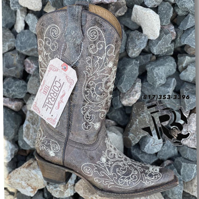 “ ANNA “ | YOUTH WESTERN GIRL BOOTS BROWN CORRAL BOOTS A1119