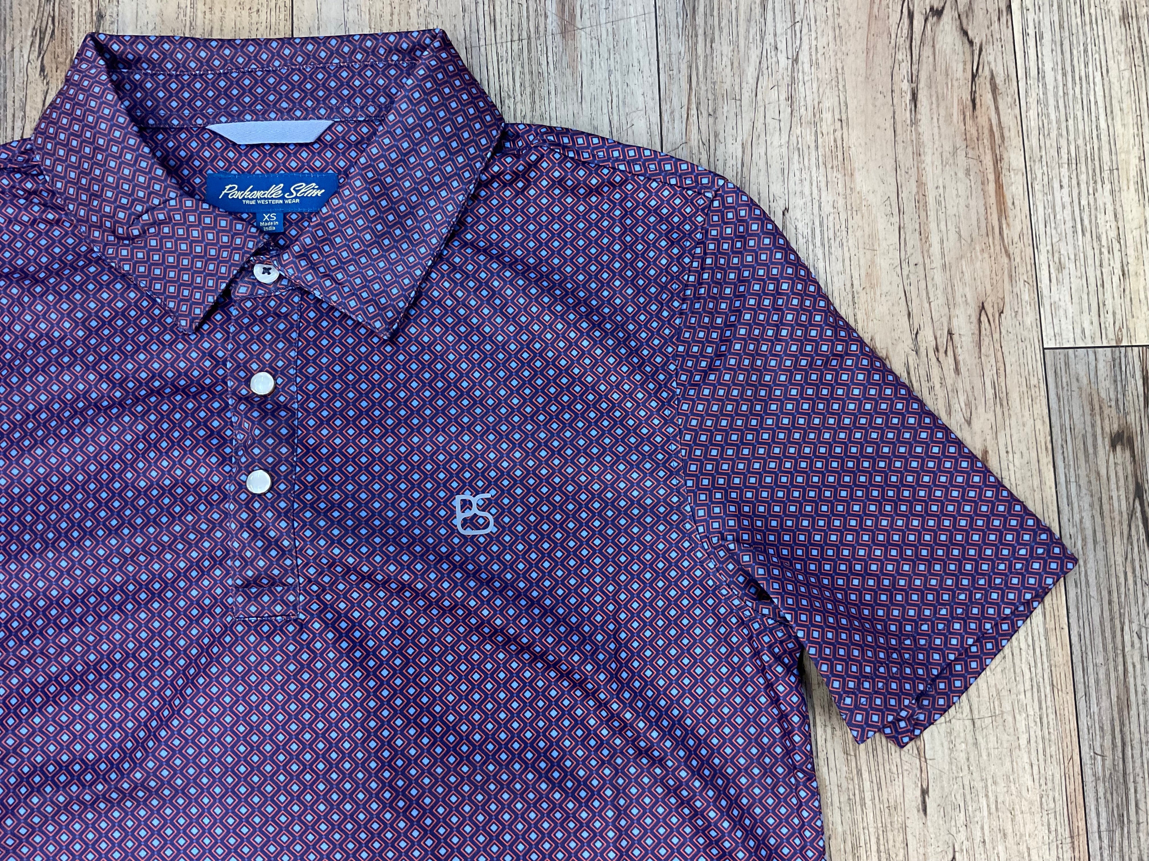 ‘’ZANDER’’ MENS PANHANDLE BLUE SNAP POLO |TM51T06658