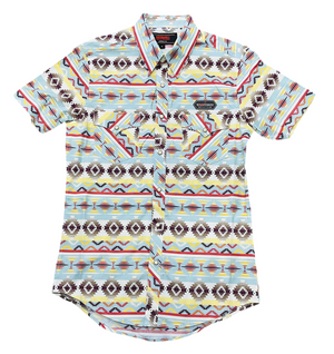 Men’s Rock & Roll Aquamarine Aztec print Short Sleeve shirt |BMN3S05849