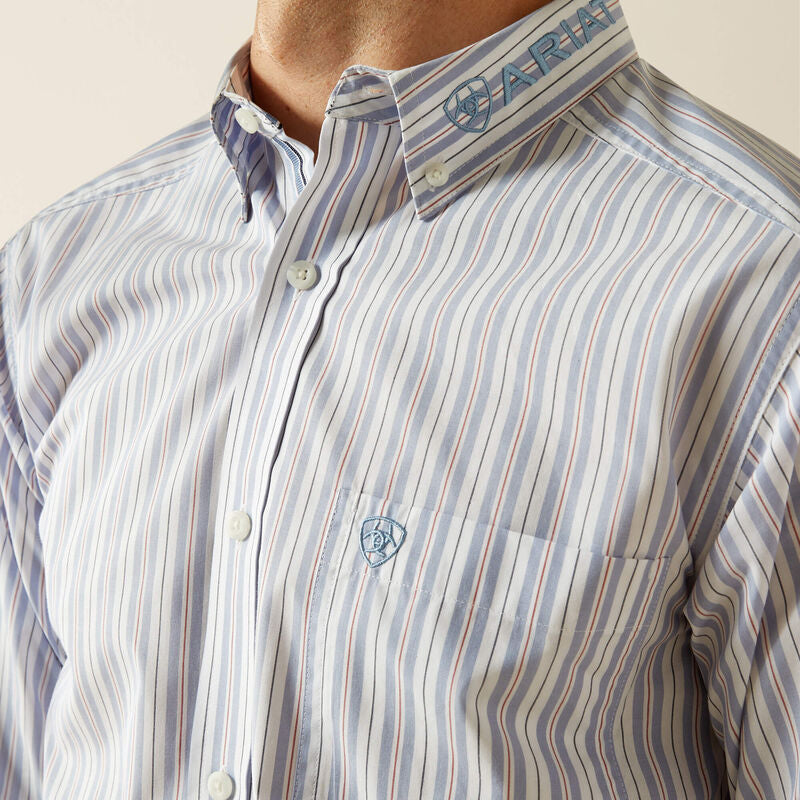 ARIAT MENS PRO BLUE/DARK BLUE TEAM ATLAS FITTED LONG SLEEVE SHIRT | 10058740