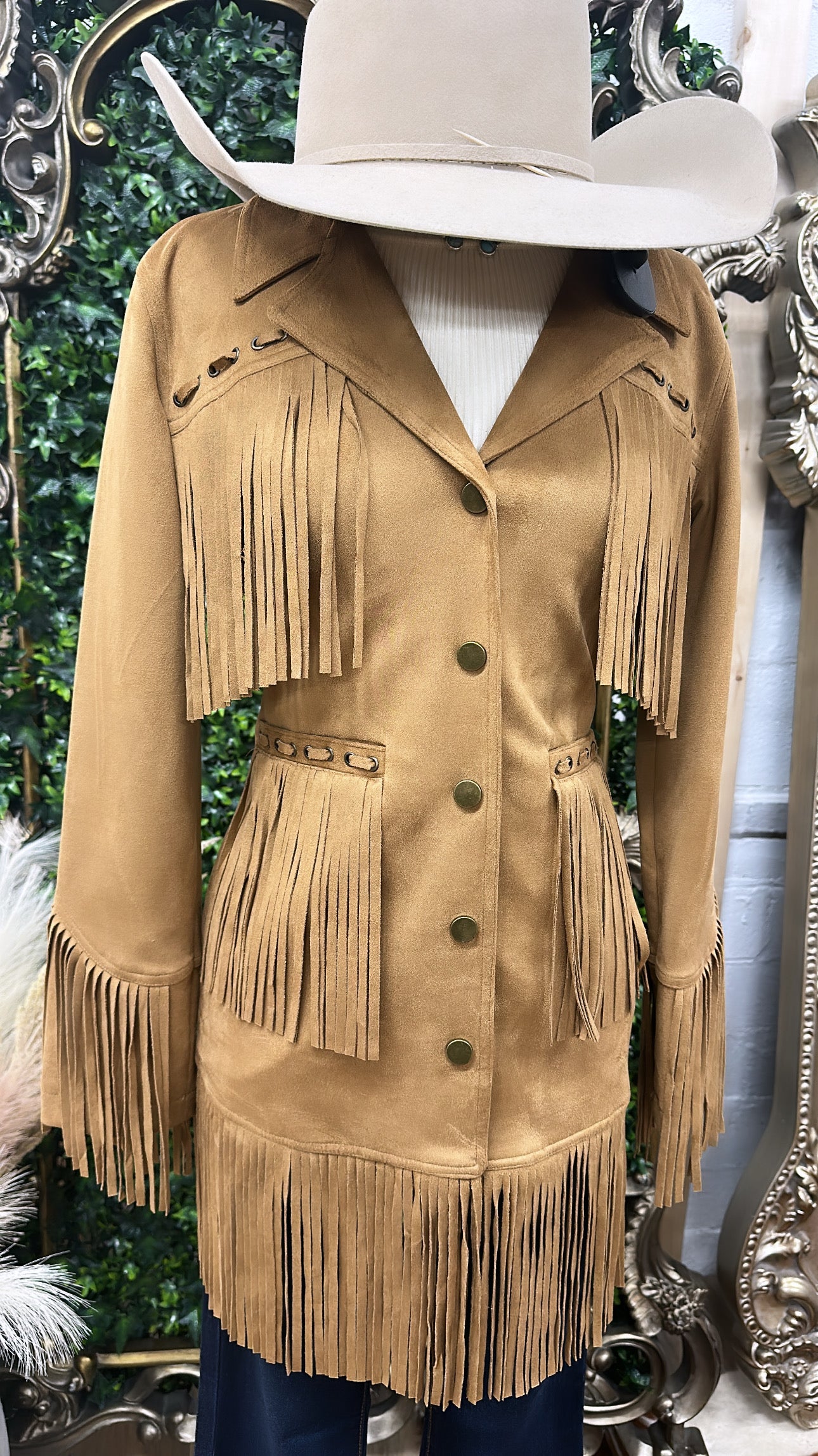“ Daniela “ | WOMEN JACKET WITH FRINGE LIGHT BROWN PRW092RZXD2