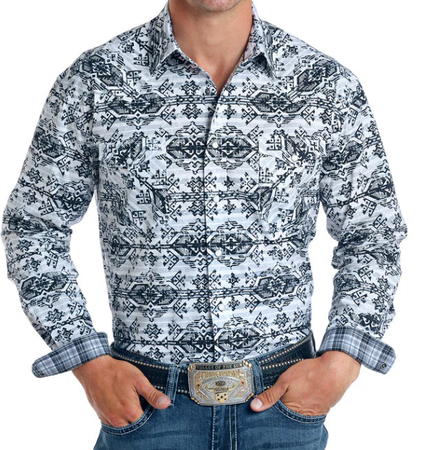 PANHANDLE BLACK & WHITE PATTERNED LONG SLEEVE (R0S5766)