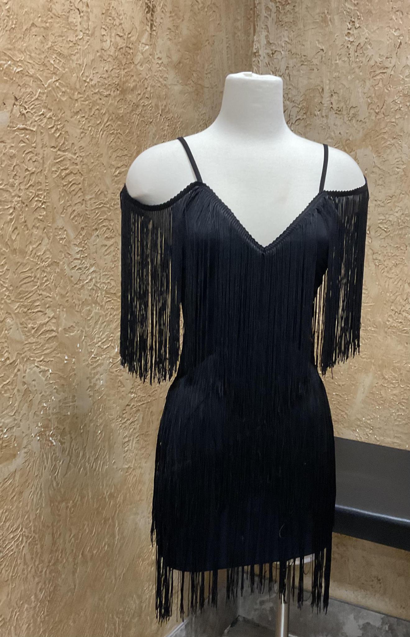 short black fringe dress Short Sleeveless Fringe Dress by Ladivine CDS531