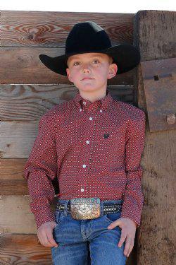 BOYS CINCH LOND SLEEVE RED SHIRT |MTW7060361