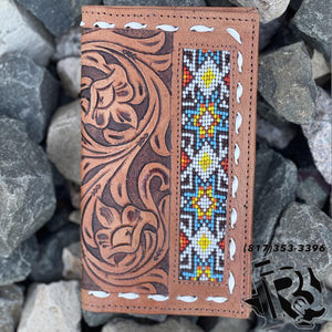 “ SHAN “ | MEN WESTERN WALLET BEADED MULTI COLOR TOOLED