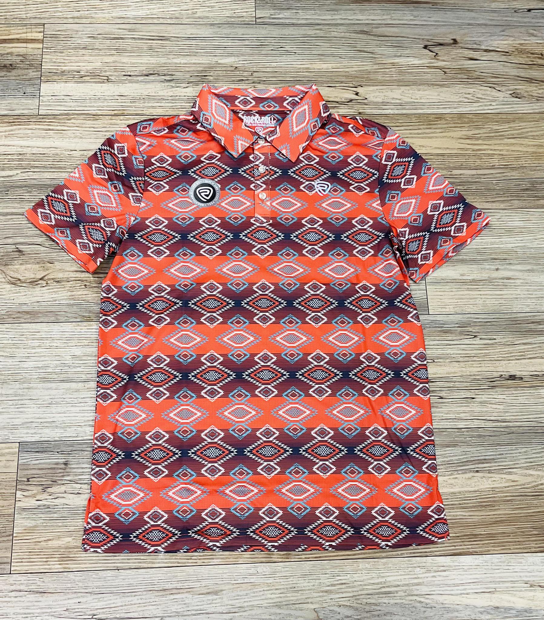 ‘’JOAN’’ ROCK & ROLL RED AZTEC PRINTED POLO |BM51T0662
