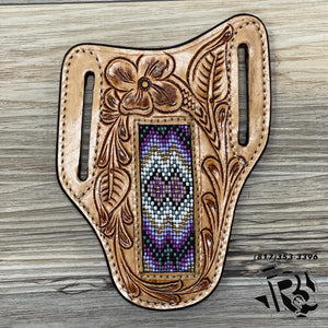 “ CHRIS “ | MEN KNIFE SHEATH TOOLED LEATHER BEADED