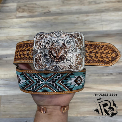 “ HORSE SHOE BULL SKULL “ | | WESTERN SQUARE BUCKLE TOOLED DESIGN buckle only