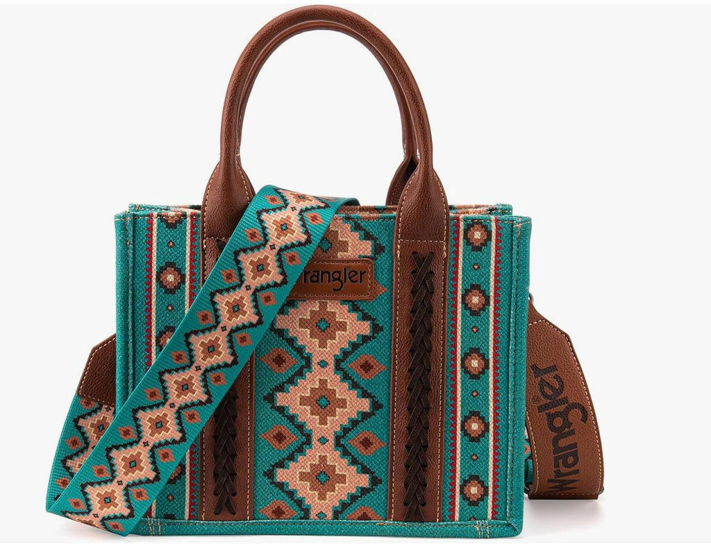 WRANGLER SOUTHWESTERN TURQUOISE CROSSBODY TOTE BAG
