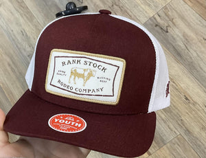 HOOEY YOUTH RANK STOCK MAROON WITHE 5 PANEL TRUCKER CAP | 2561T-MAWH-Y