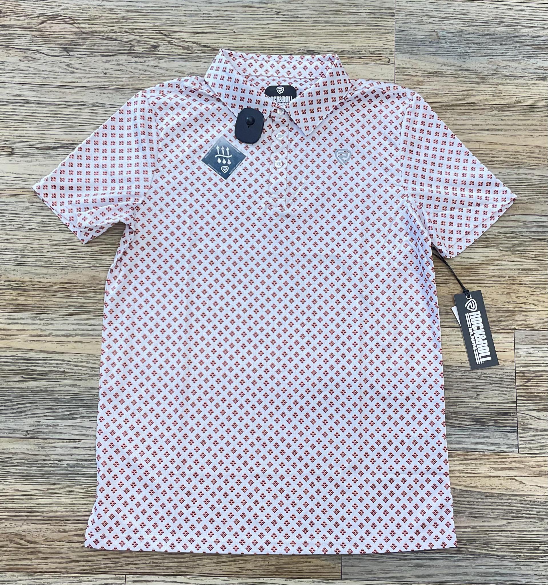 MEN’S ROCK & ROLL WHITE GEO PRINTED POLO |BM51T06003