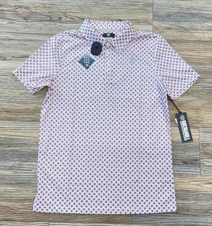 MEN’S ROCK & ROLL WHITE GEO PRINTED POLO |BM51T06003